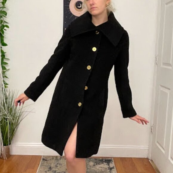 Coach Single-Breasted Button-Up Coat Long Sleeve Size S Black - Picture 7 of 16